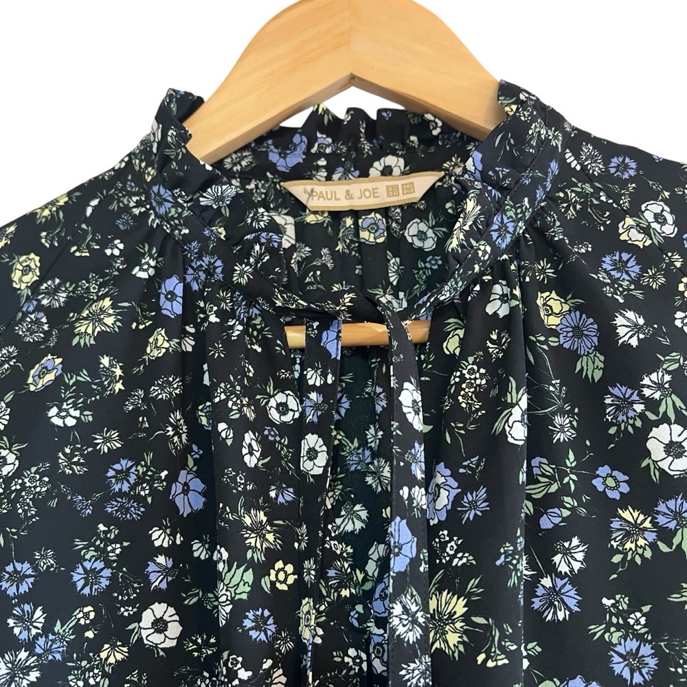 Uniqlo x Paul & Joe floral short sleeve loose fit blouse L excellent condition - Picture 7 of 14
